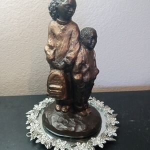 GORGEOUS 9" My Big Sister Signed Bronzed Ceramic Austin Sculpture